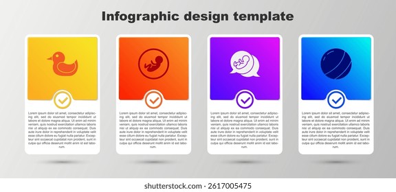 Set Rubber duck, Baby,  and Beach ball. Business infographic template. Vector