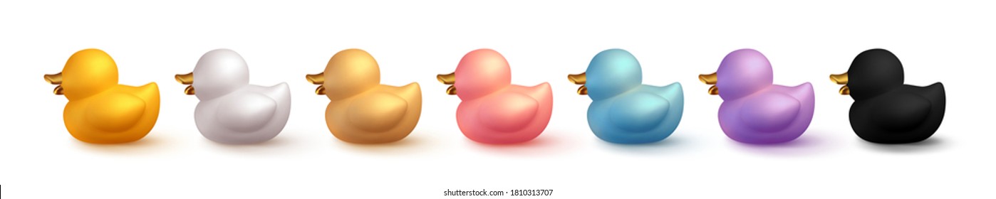 Set of Rubber duck isolated on white background. Vector illustration