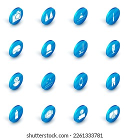 Setzen Sie Gummiflossen zum Schwimmen, schwimmende Boje auf dem Meer, Armeemesser, Brillen und Mütze, Aqualung, Buoy, Waage und Schnorchel-Ikone. Vektorgrafik