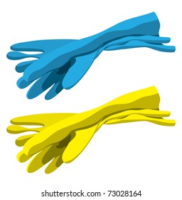 Set of rubber gloves for cleaning