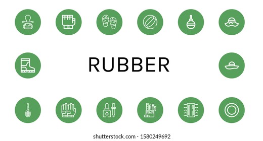 Set Of Rubber Icons. Such As Pacifier, Gloves, Flip Flops, Beach Ball, Pear Enema, Pamela, Toilet Brush, Eyedropper, Stationery, Inflatable, Puck, Boots , Rubber Icons