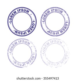 Set rubber stamp for documents. Abstract stamps template with varying degrees of ink. New and old printing for business documents
