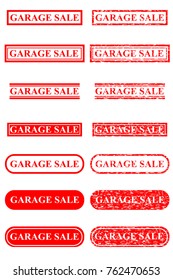 Set of Rubber Stamp Effect : Garage Sale, Isolated on White
