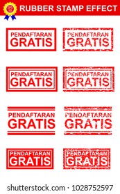 Set of Rubber Stamp Effect Pendaftaran Gratis (Free Registration in Indonesia Language