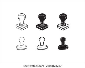 Set of rubber stamp icons in different styles and colors for design use