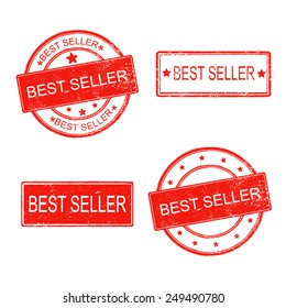 set of rubber stamp with text best seller on white background