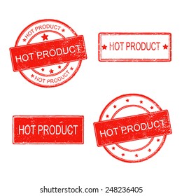 set of rubber stamp with text hot product on white background