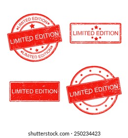 set of rubber stamp with text limited edition on white background
