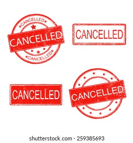 set of rubber stamp with word cancelled on white background