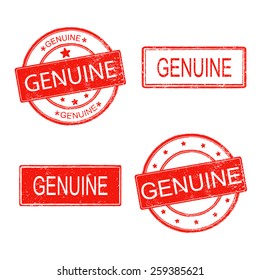 set of rubber stamp with word genuine on white background
