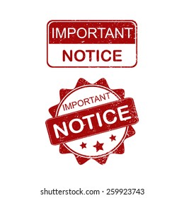 set of rubber stamp with word important notice on white background