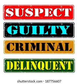 Set of rubber stamps suspect guilty , vector illustration