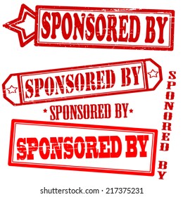Set of rubber stamps with text sponsored by inside, vector illustration