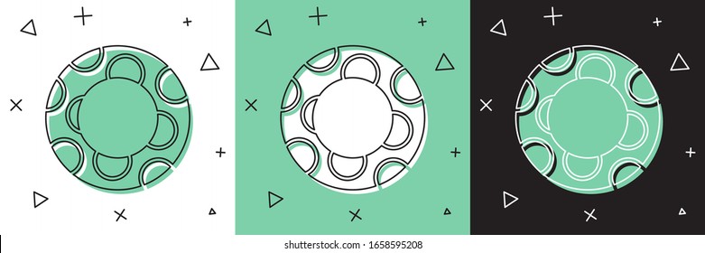Set Rubber swimming ring icon isolated on white and green, black background. Life saving floating lifebuoy for beach, rescue belt for saving people.  Vector Illustration