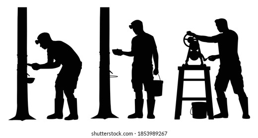 Set of rubber tapping man silhouette vector on white background