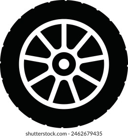 Set of rubber wheel tire icon. Black wheel tires silhouette collection. Vector Illustration.