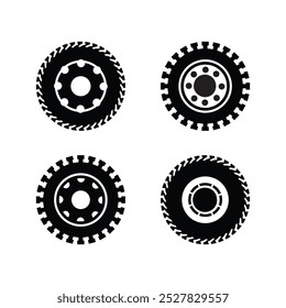 Conjunto de neumáticos de rueda de goma y Plantilla de Vector icono de ruedas