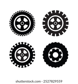 Conjunto de neumáticos de rueda de goma y Plantilla de Vector icono de ruedas