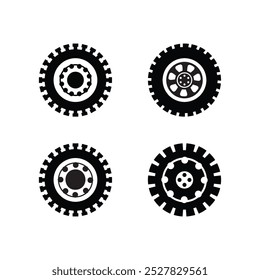 Conjunto de neumáticos de rueda de goma y Plantilla de Vector icono de ruedas