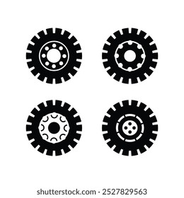 Conjunto de neumáticos de rueda de goma y Plantilla de Vector icono de ruedas