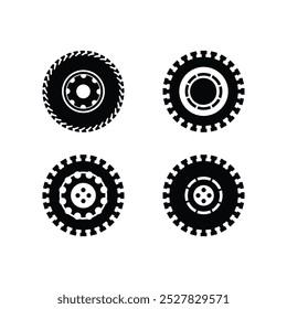 Conjunto de neumáticos de rueda de goma y Plantilla de Vector icono de ruedas