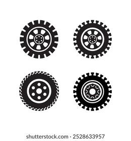 Conjunto de neumáticos de rueda de goma y Plantilla de Vector icono de ruedas