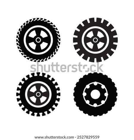 Set of rubber wheel tires and wheels icon vector template