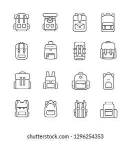 Set of rucksack Related Vector Line Icons. Contains such Icons as backpack, knapsack, sack, satcheland etc. - Vector 