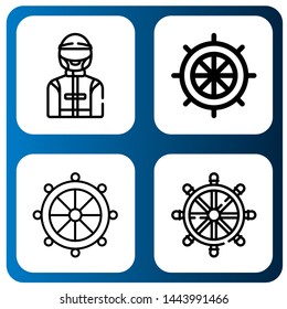 Set of rudder icons such as Driver, Rudder, Helm , rudder