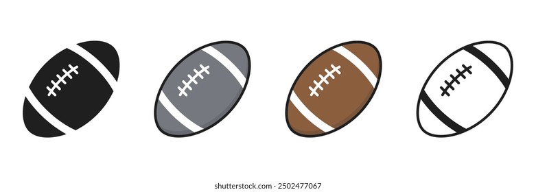 Set of Rugby ball icon collection. American football ball symbol. vector illustration.
