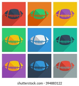 It is a set of rugby ball with shadow flat concept modern design