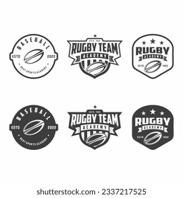 Conjunto de logotipos de rugby. Logo y placa de rugby. Ilustración vectorial de Rugby
