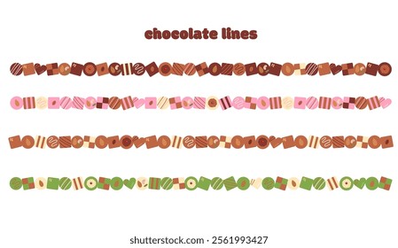 Set of ruled lines made of chocolate.Use it as a visual for Valentine's Day!