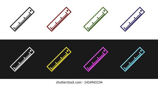 Set Ruler icon isolated on black and white background. Straightedge symbol.  Vector Illustration