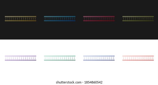 Set Ruler icon isolated on black and white background. Straightedge symbol. Vector.