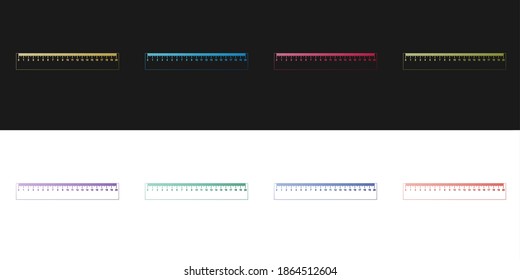 Establezca el icono Regla aislado en fondo blanco y negro. Símbolo directo. Vector.