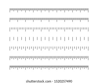 Set of ruler inches and cm scale. Template for measure tool