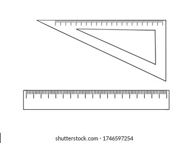 Set of ruler line icons. Vector colored stationery, measuring materials, office or school supplies isolated on white background. Cartoon style
