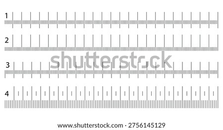 Set of ruler measurement scale vector illustration for engineering and architecture projects with metric and imperial units isolated on white background for precise design work and technical drawing