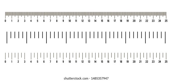 Set of ruler size indicators with different unit distances,inches and centimeters. Vector illustration