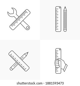 Set of Ruler tools icon vector, Engineering simple icon template, Illustration