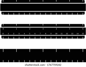 Set Of Rulers with Centimeters and Inches Silhouettes - School Supplies