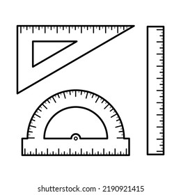 Set of rulers icons. Stationery items for school isolated on white background. Collection in trendy line style. Vector illustration.