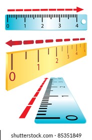 Set of rulers on a white background. Perspective.