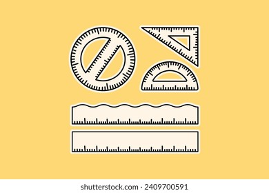 set of rulers stationery doodle style illustration for education and  back school