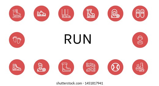 Set of run icons such as Ice skating, Running shoes, Sneaker, Ice skate, Football player, Sneakers, Shoes, Baseball, Foot, Feet, Basketball player , run
