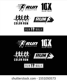 Set Of Run Logo silhouette Design vector Stock symbol. Running logo sport concept. running marathon Logo Design Template 