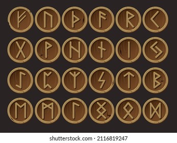 a set of runes displayed on the tree