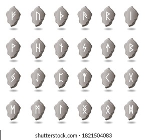 SET OF RUNES ON A STONE IN VECTOR
