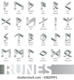 set of runes vector illustrations icons symbols 3D